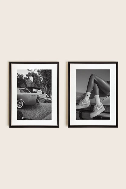 OLEKA CANVAS - ELEGANCE BLISSFUL DUO, 2 Oeuvres sur toile étirée, encadré Noir