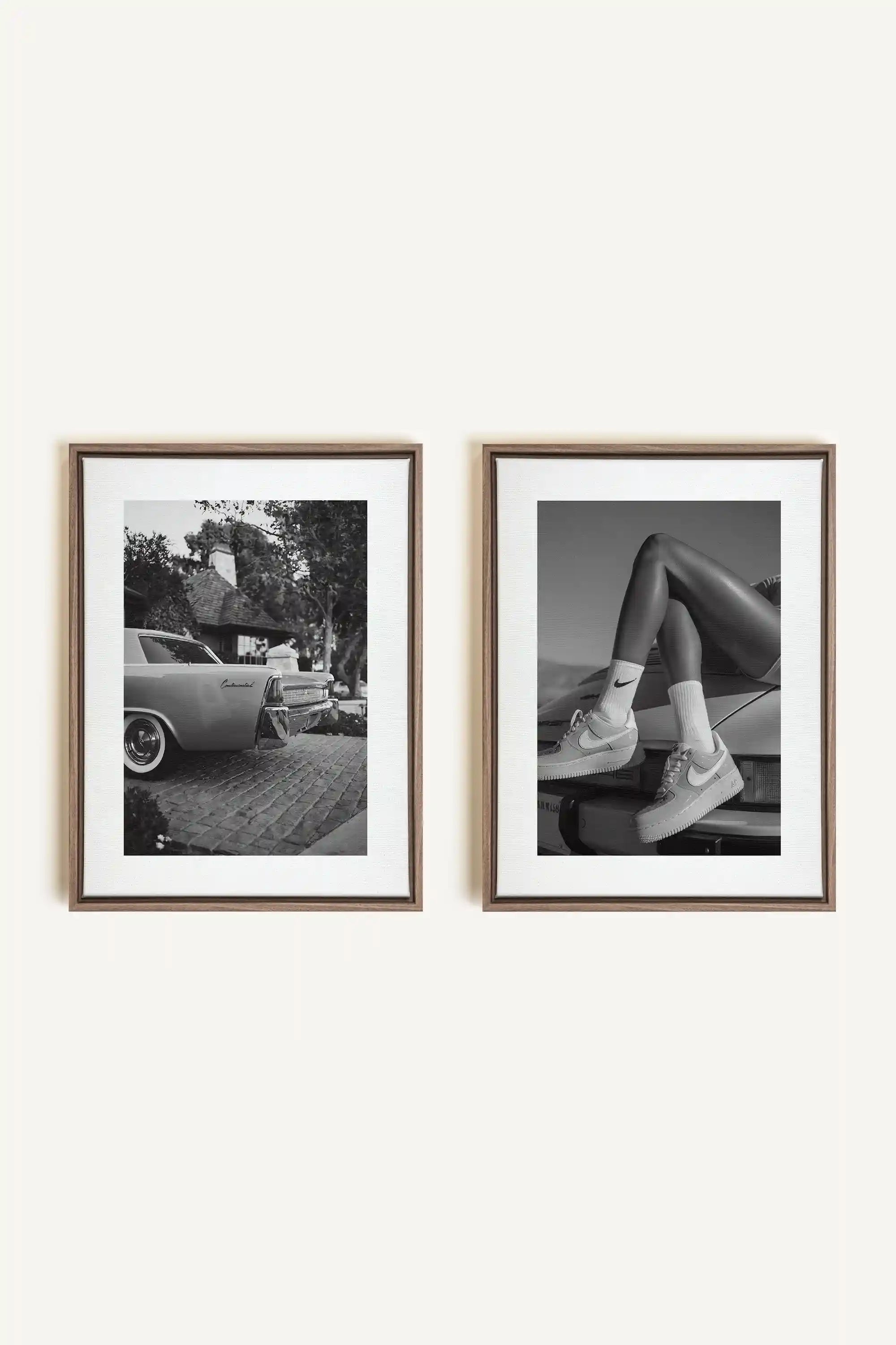 ELEGANCE BLISSFUL DUO, 2 Works on stretched canvas, framed Oak Brown