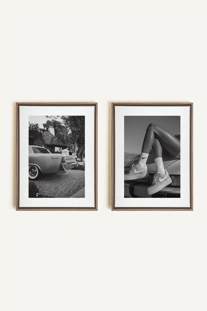 ELEGANCE BLISSFUL DUO, 2 Works on stretched canvas, framed Oak Brown