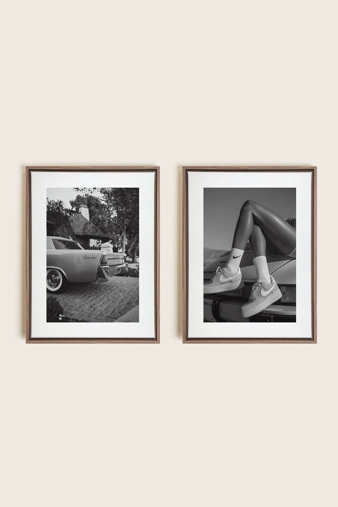 ELEGANCE BLISSFUL DUO, 2 Works on stretched canvas, framed Oak Brown