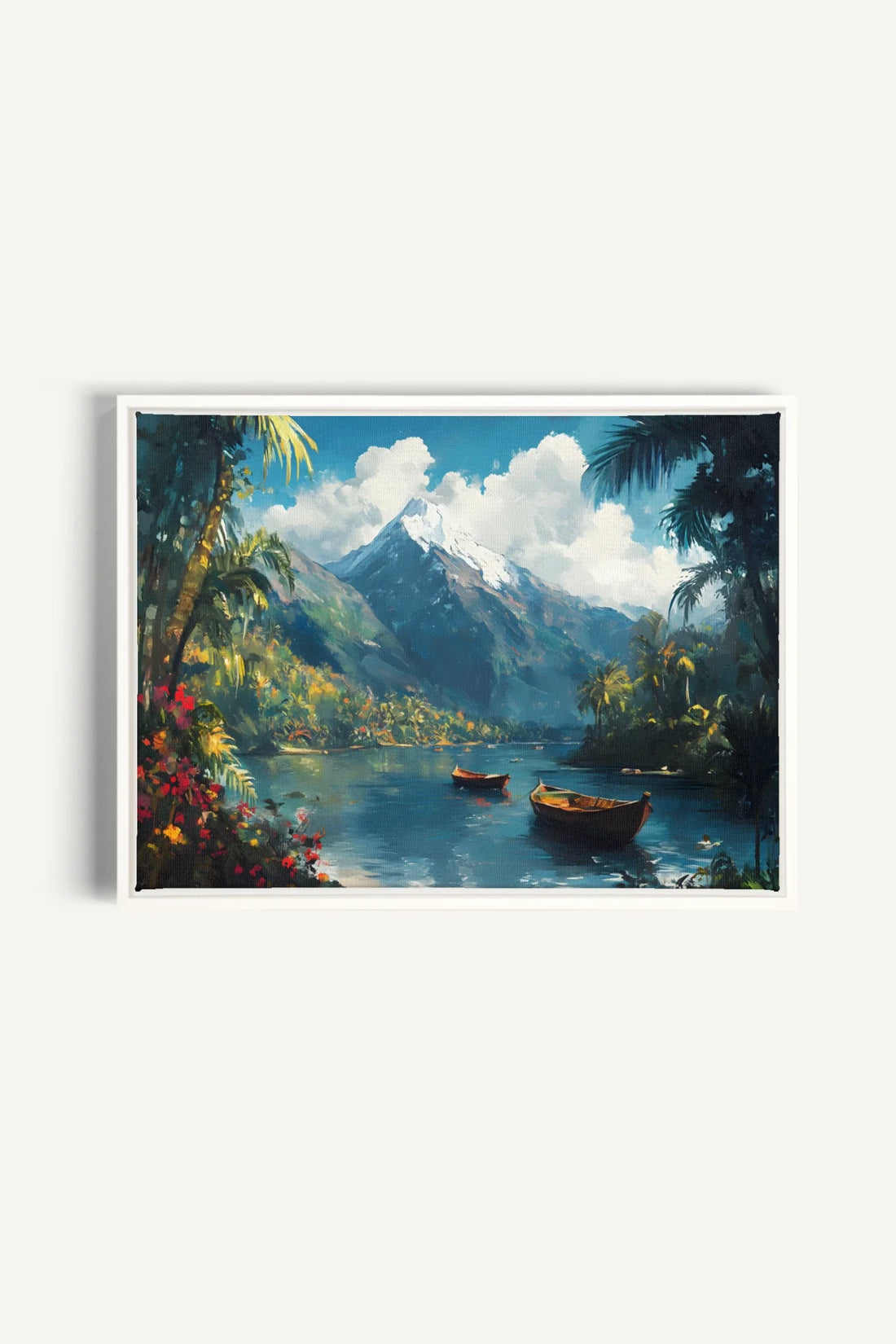 OLEKA CANVAS - EMERALD LAGOON, Oeuvre sur toile étirée, encadré Blanc