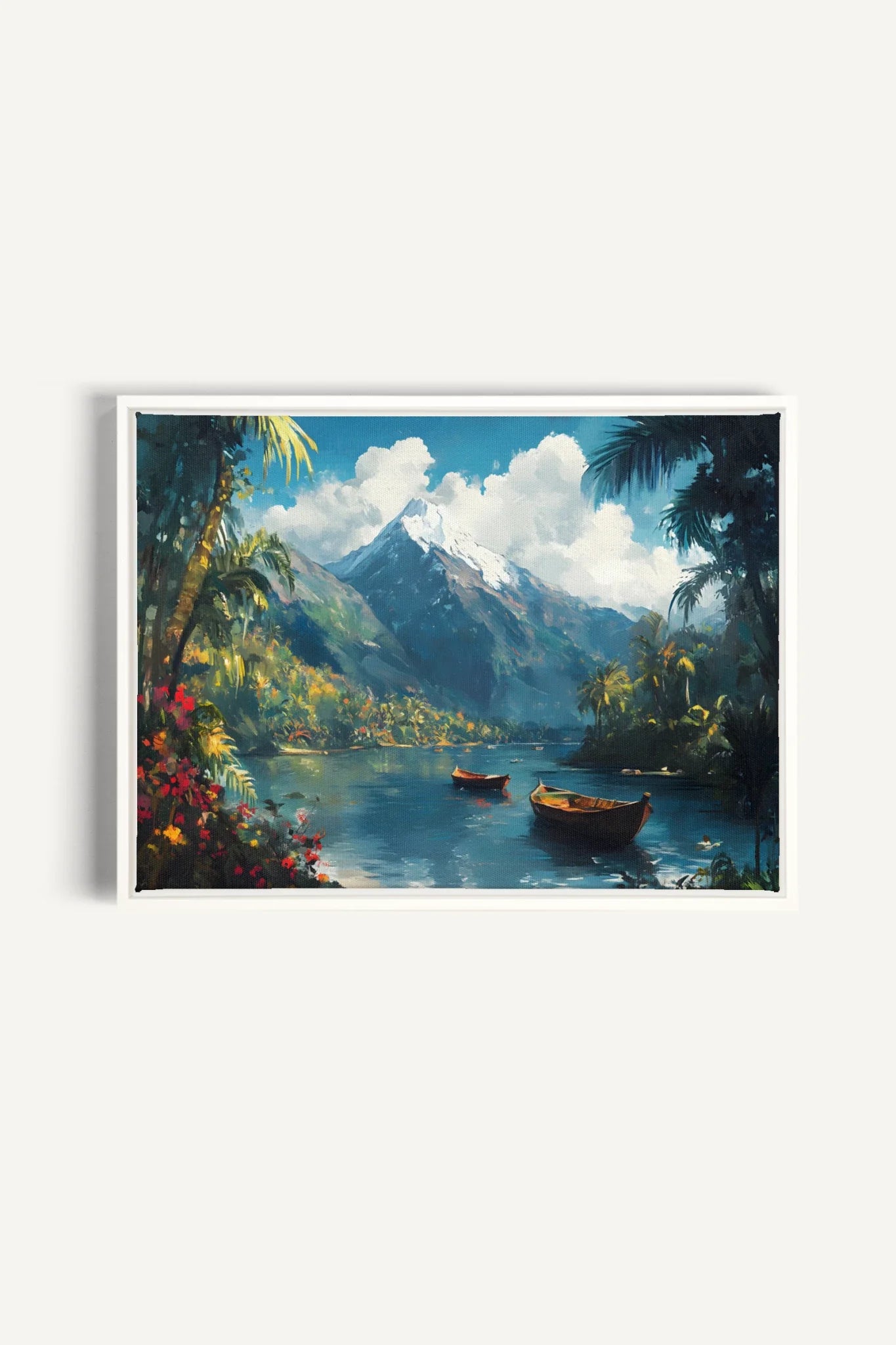 OLEKA CANVAS - EMERALD LAGOON, Oeuvre sur toile étirée, encadré Blanc