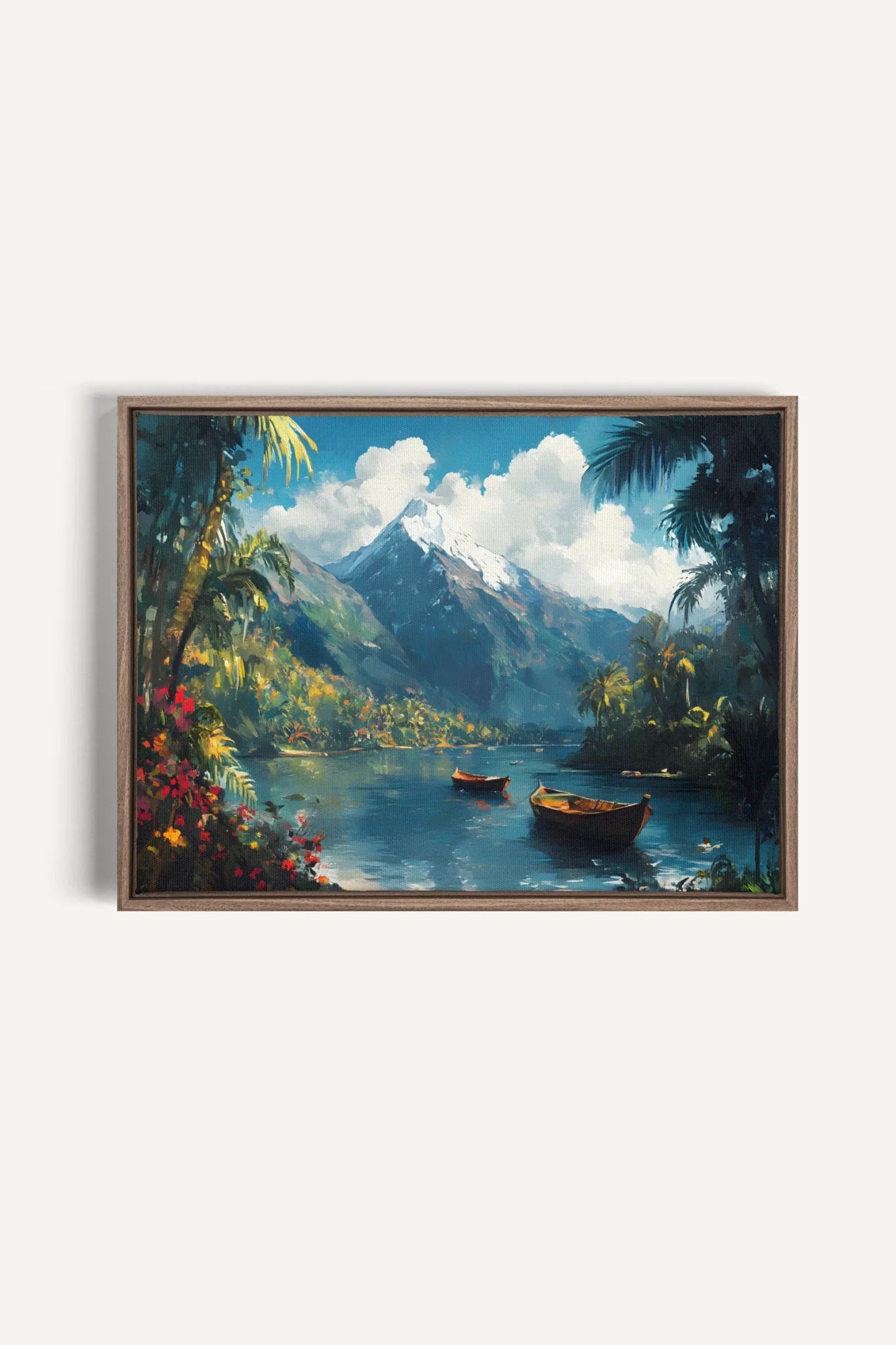 OLEKA CANVAS - EMERALD LAGOON, Oeuvre sur toile étirée, encadré Brun Chêne