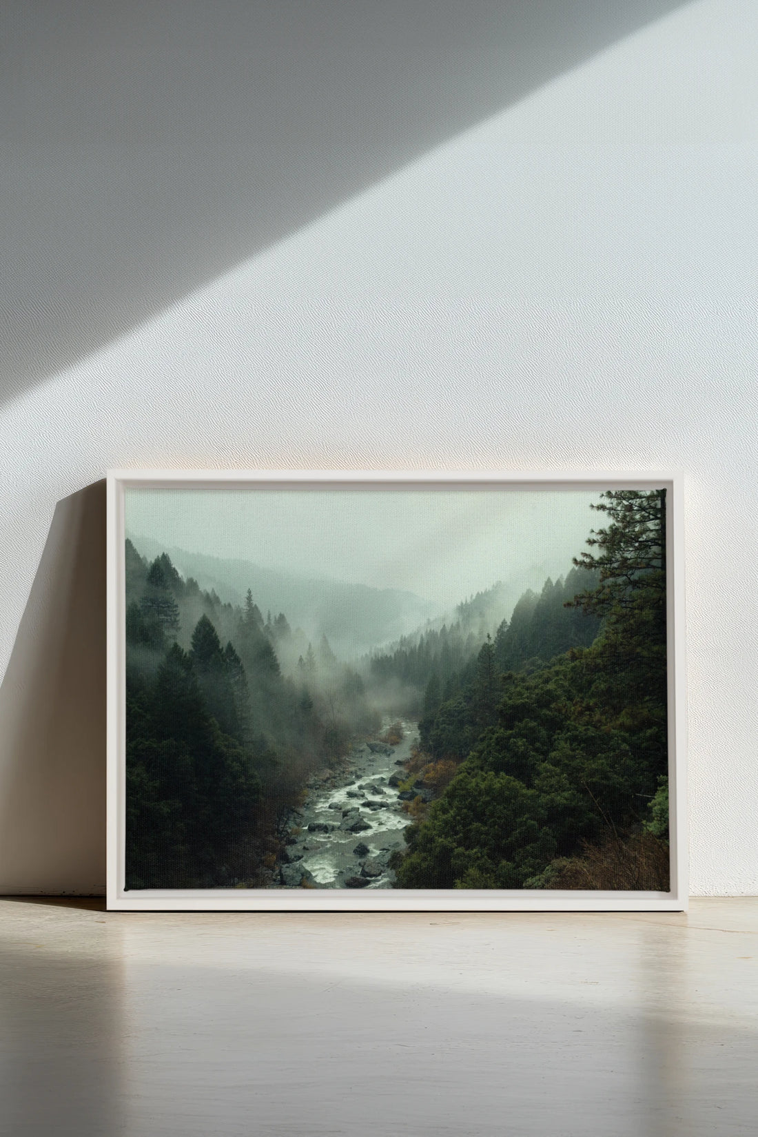 EMERALD VALLEY, Work on stretched canvas, framed White