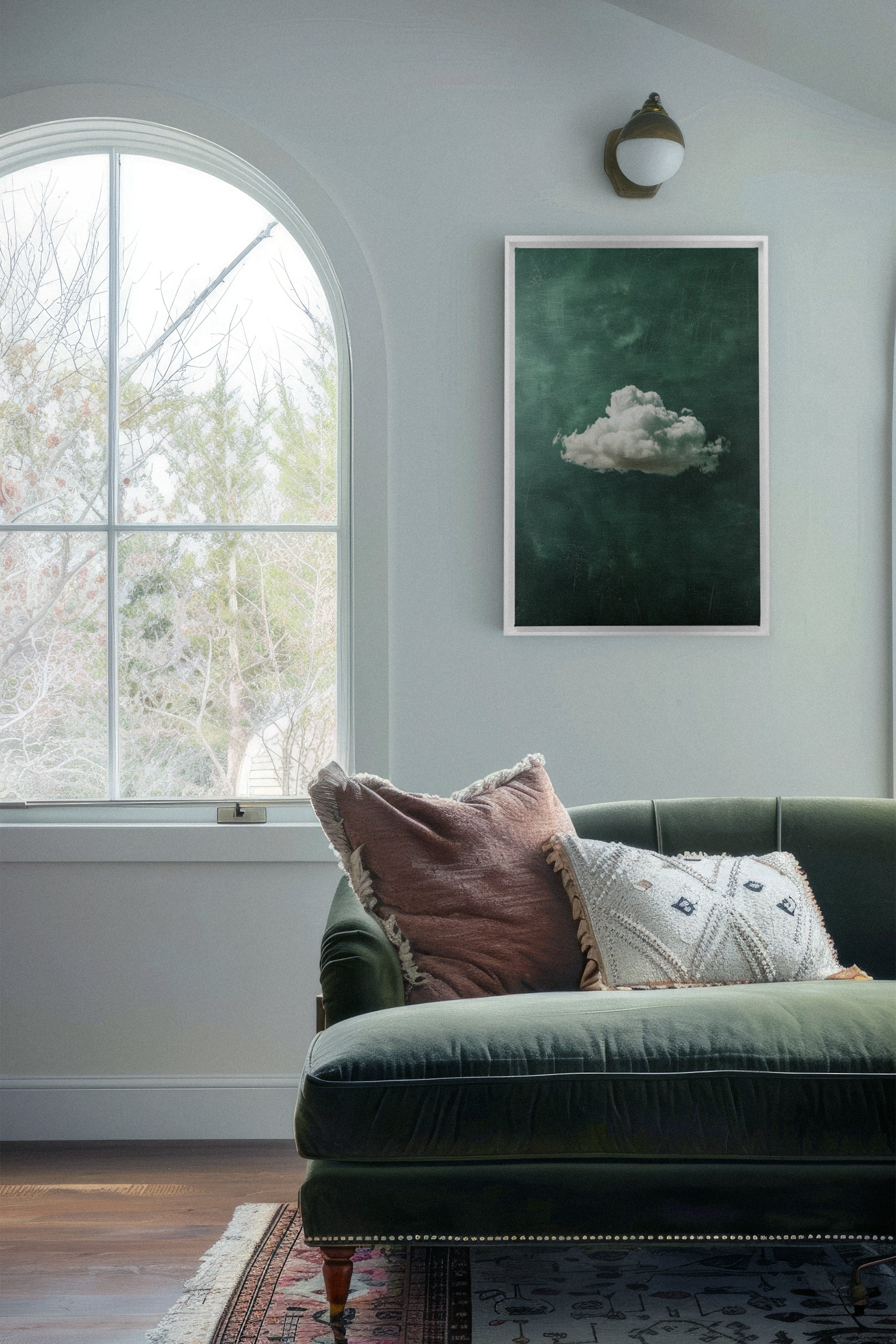 OLEKA CANVAS - EMERALD DREAM, Oeuvre sur toile étirée, encadré Blanc