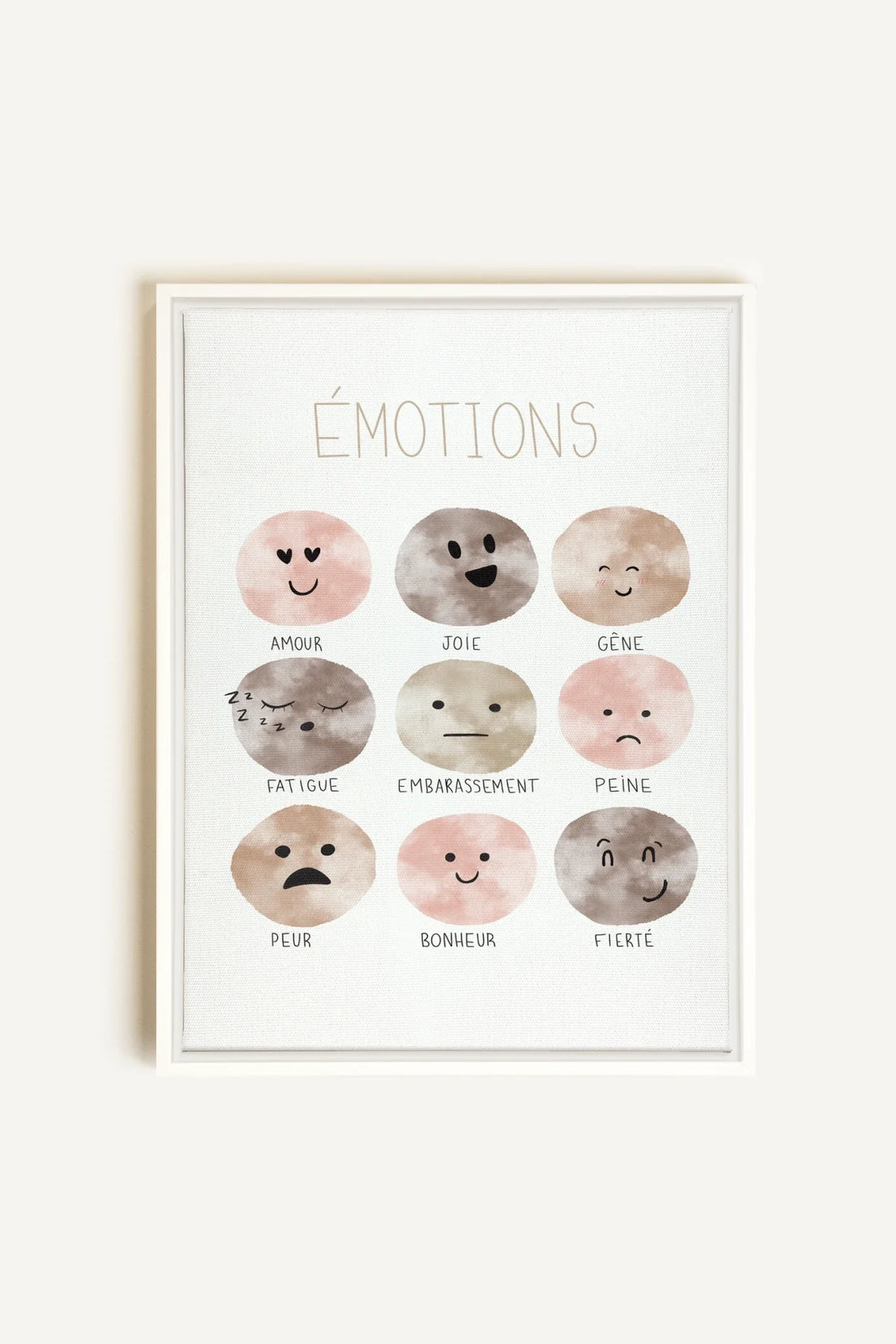 OLEKA CANVAS - ÉMOTIONS, Oeuvre sur toile étirée, encadré Blanc