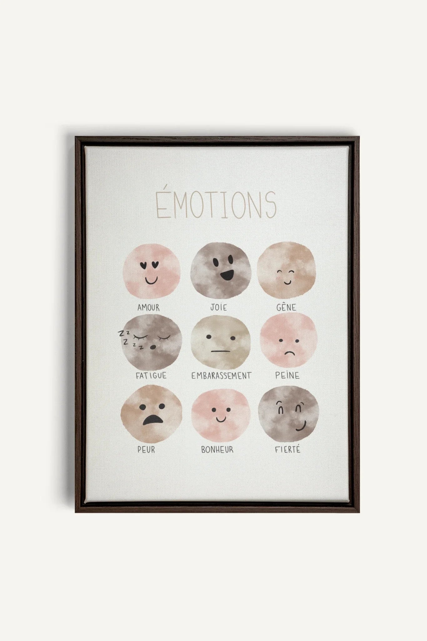 OLEKA CANVAS - ÉMOTIONS, Oeuvre sur toile étirée, encadré Brun Noyer