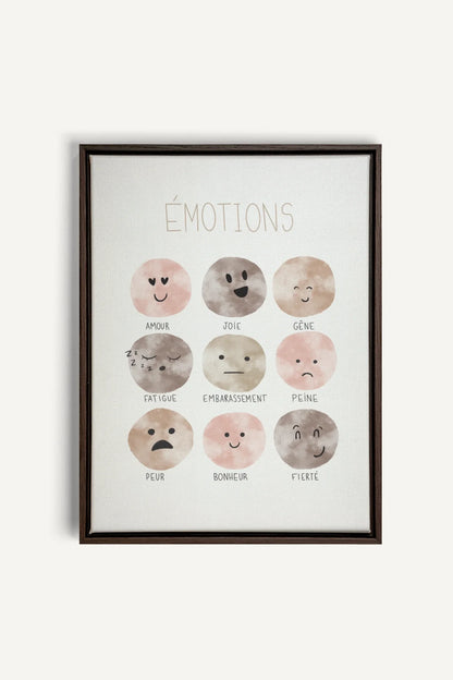 OLEKA CANVAS - ÉMOTIONS, Oeuvre sur toile étirée, encadré Brun Noyer