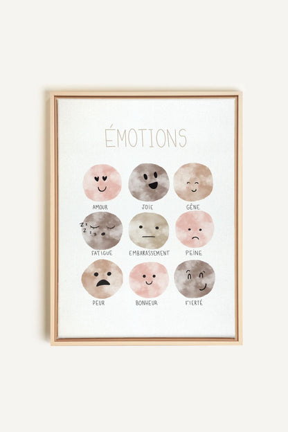 OLEKA CANVAS - ÉMOTIONS, Oeuvre sur toile étirée, encadré Naturel Clair