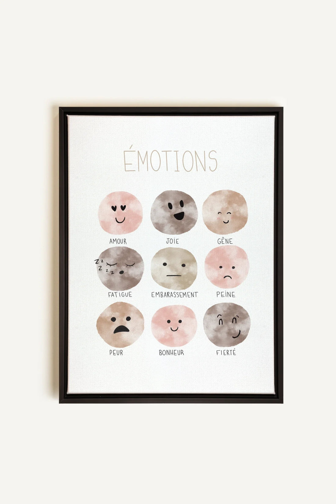 OLEKA CANVAS - ÉMOTIONS, Oeuvre sur toile étirée, encadré Noir