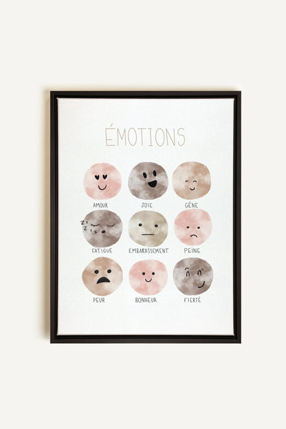 OLEKA CANVAS - ÉMOTIONS, Oeuvre sur toile étirée, encadré Noir