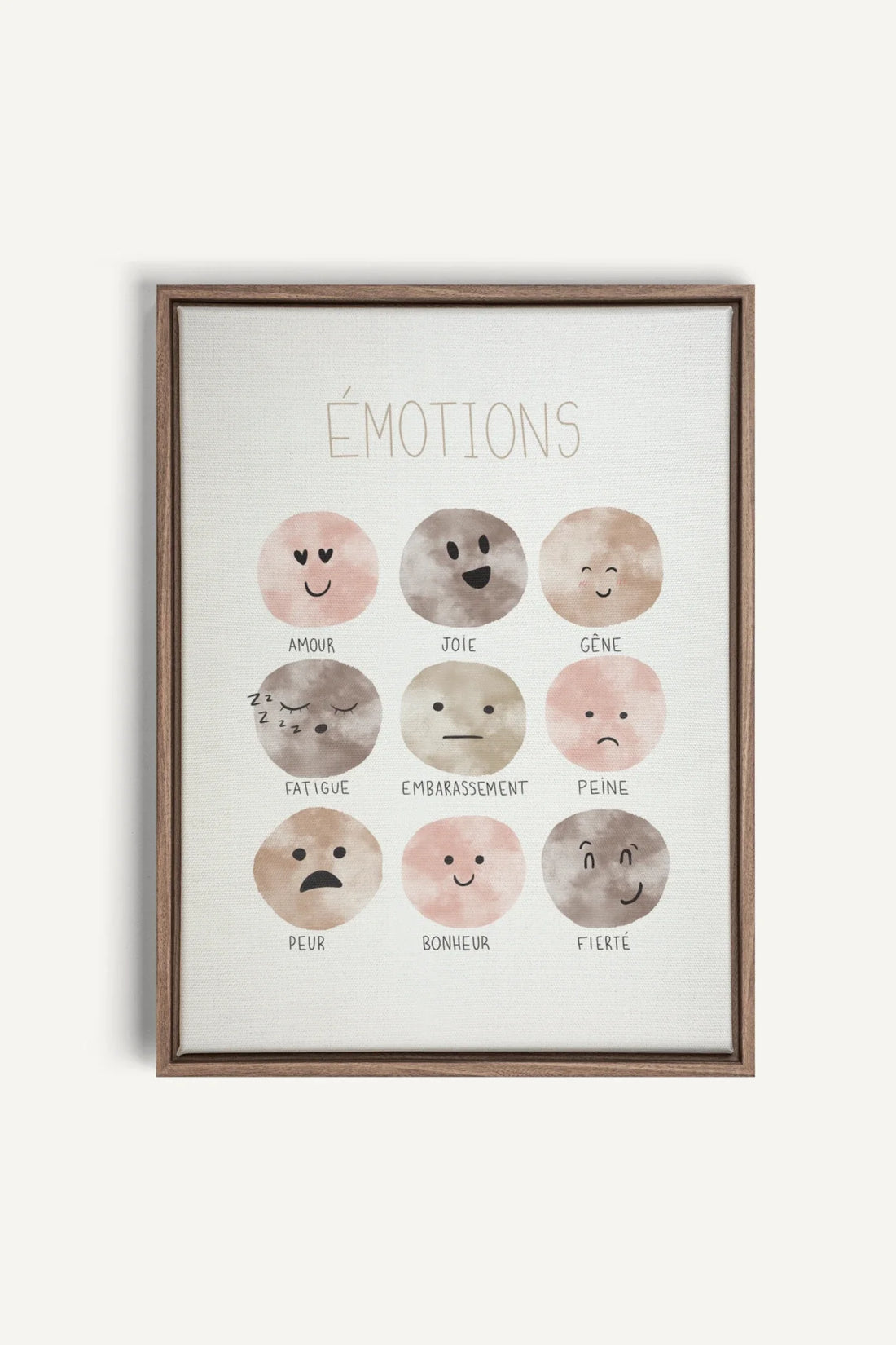 OLEKA CANVAS - ÉMOTIONS, Oeuvre sur toile étirée, encadré Brun Chêne