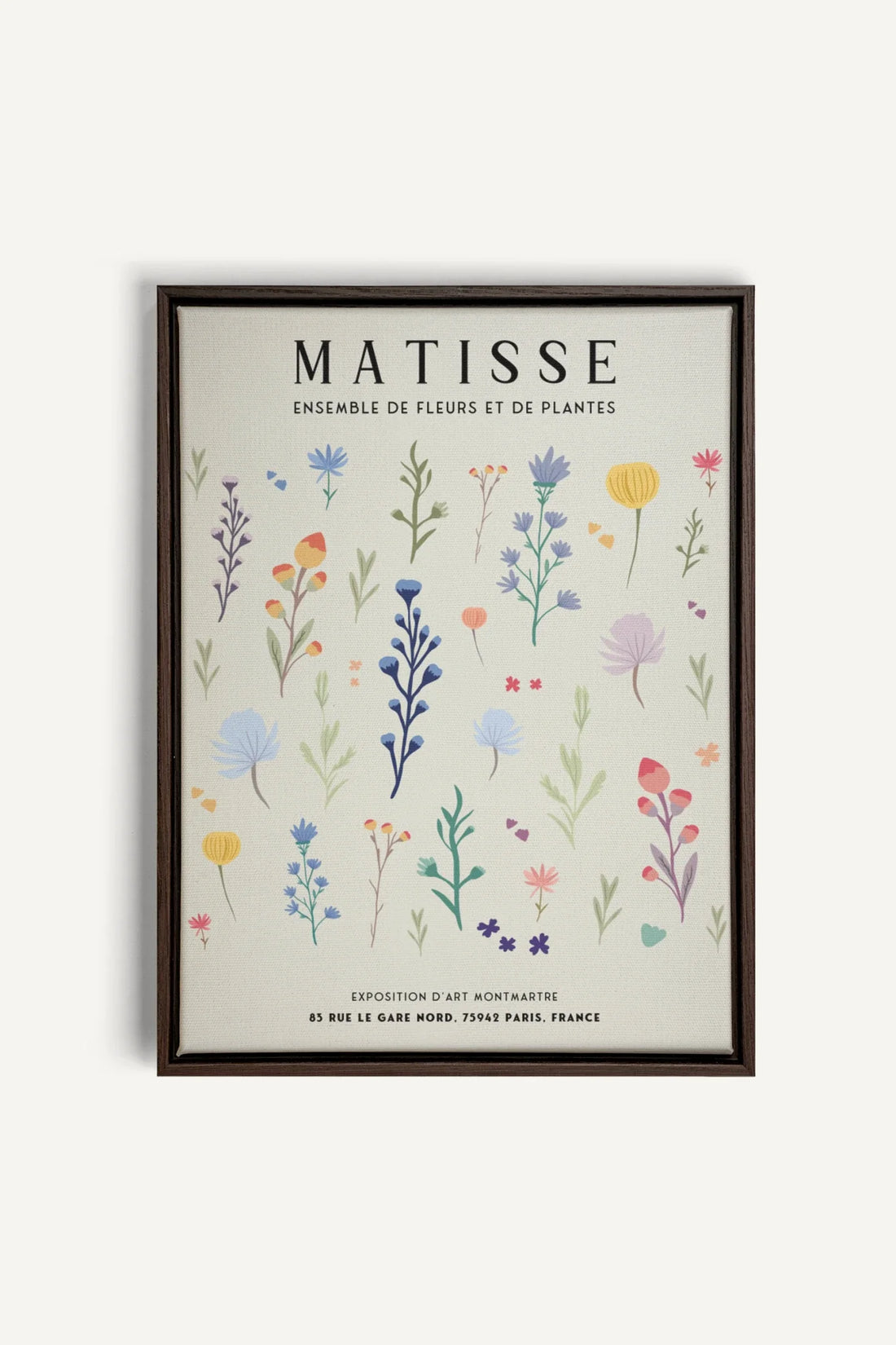 OLEKA CANVAS - ENSEMBLE DE FLEURS, Oeuvre sur toile étirée, encadré Brun Noyer