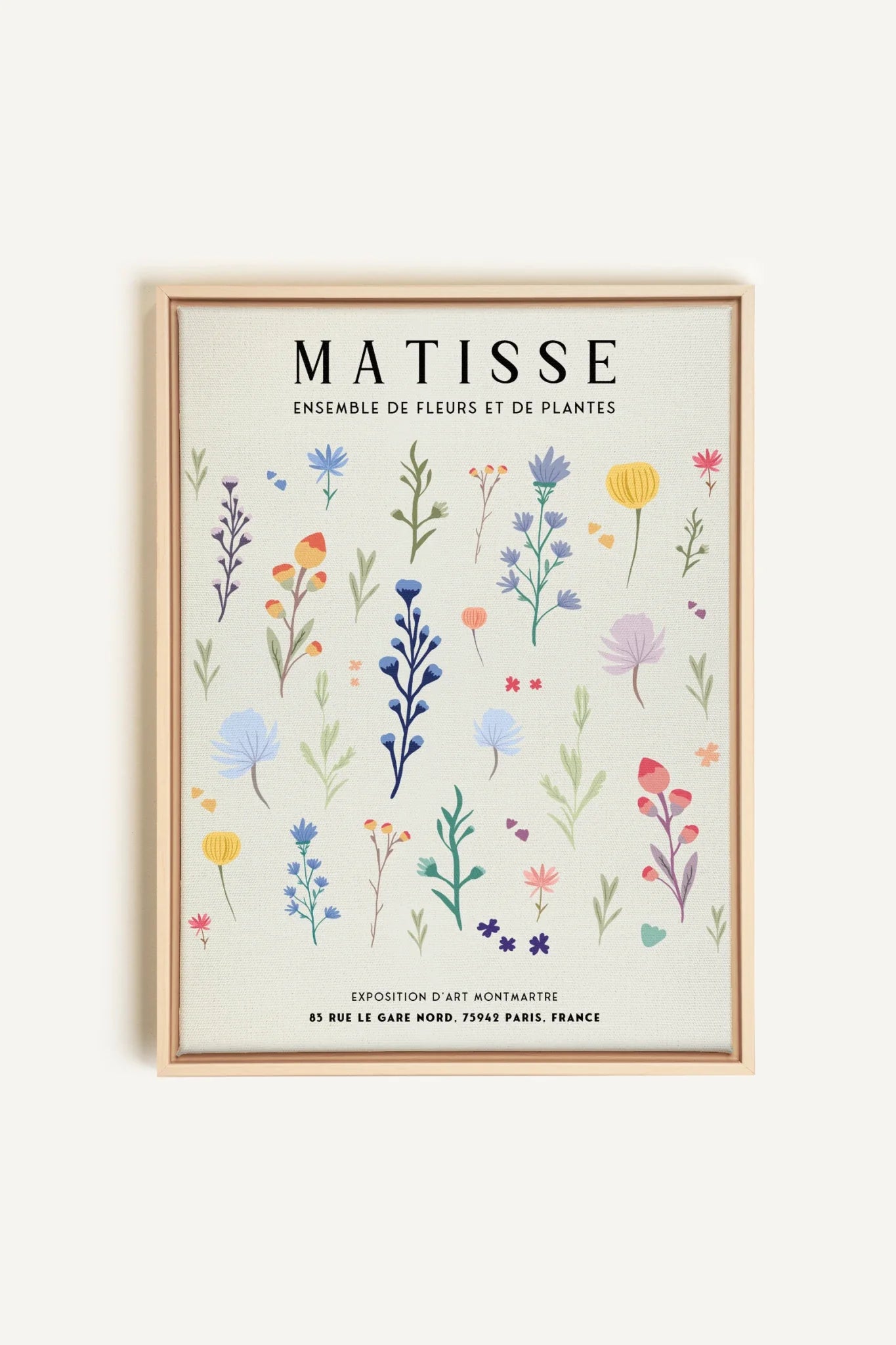 OLEKA CANVAS - ENSEMBLE DE FLEURS, Oeuvre sur toile étirée, encadré Naturel Clair