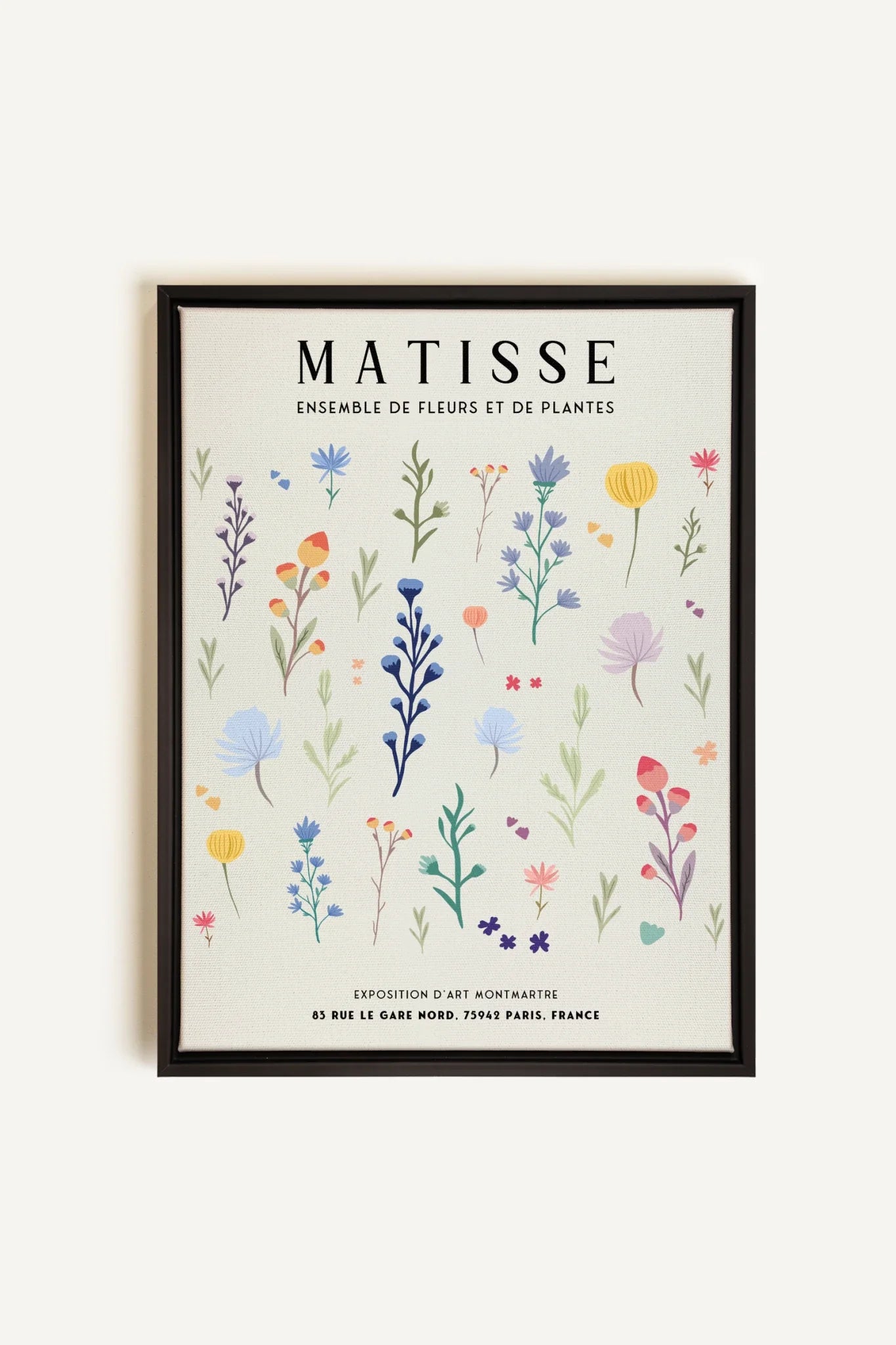 OLEKA CANVAS - ENSEMBLE DE FLEURS, Oeuvre sur toile étirée, encadré Noir