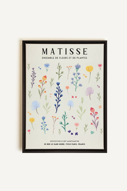 OLEKA CANVAS - ENSEMBLE DE FLEURS, Oeuvre sur toile étirée, encadré Noir