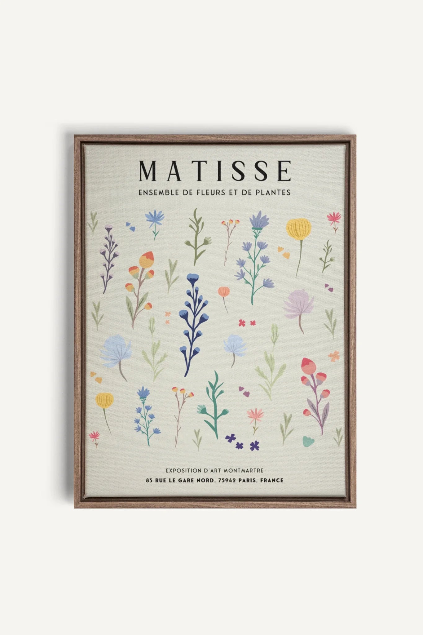 OLEKA CANVAS - ENSEMBLE DE FLEURS, Oeuvre sur toile étirée, encadré Brun Chêne