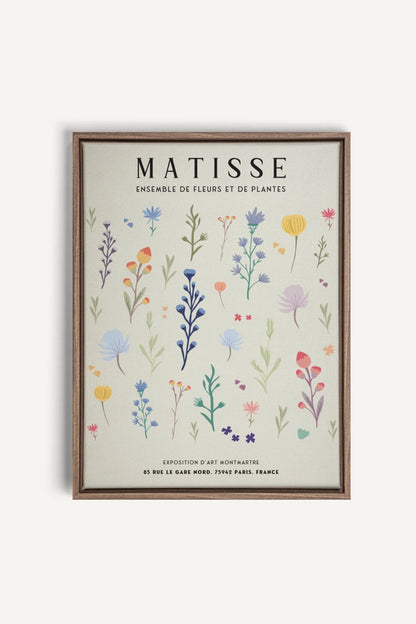 OLEKA CANVAS - ENSEMBLE DE FLEURS, Oeuvre sur toile étirée, encadré Brun Chêne