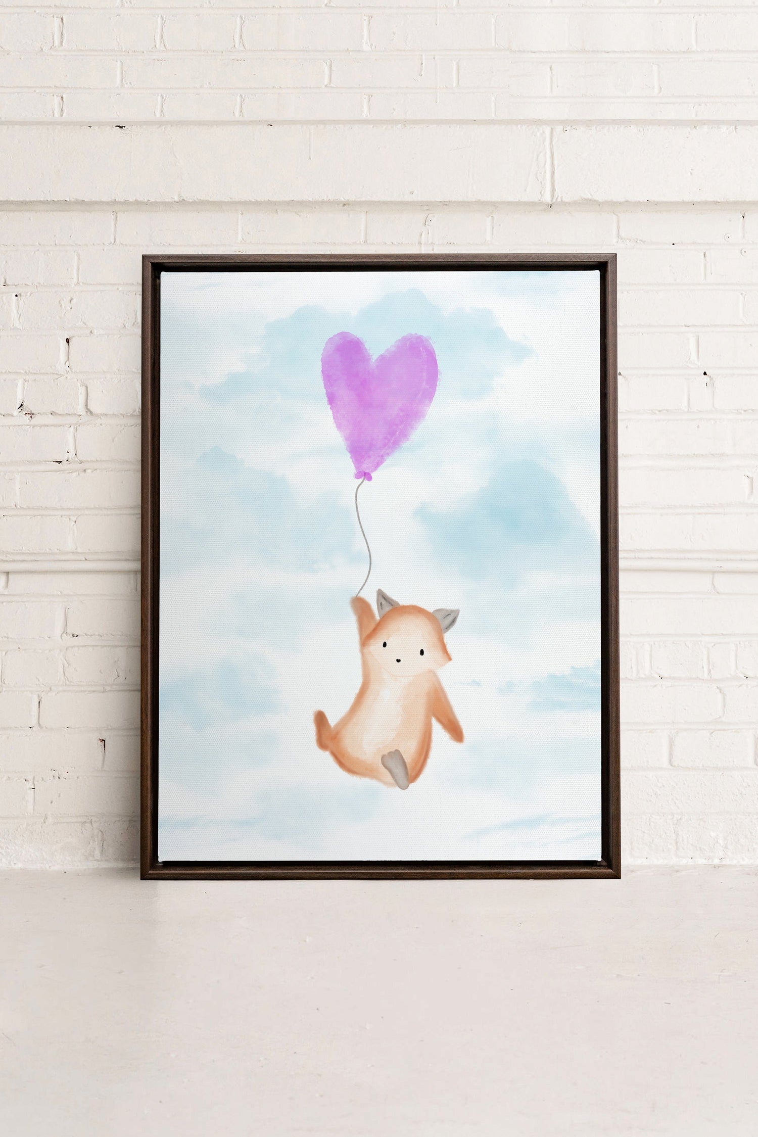 OLEKA CANVAS - RENARD, Oeuvre sur toile étirée, encadré Brun Noyer