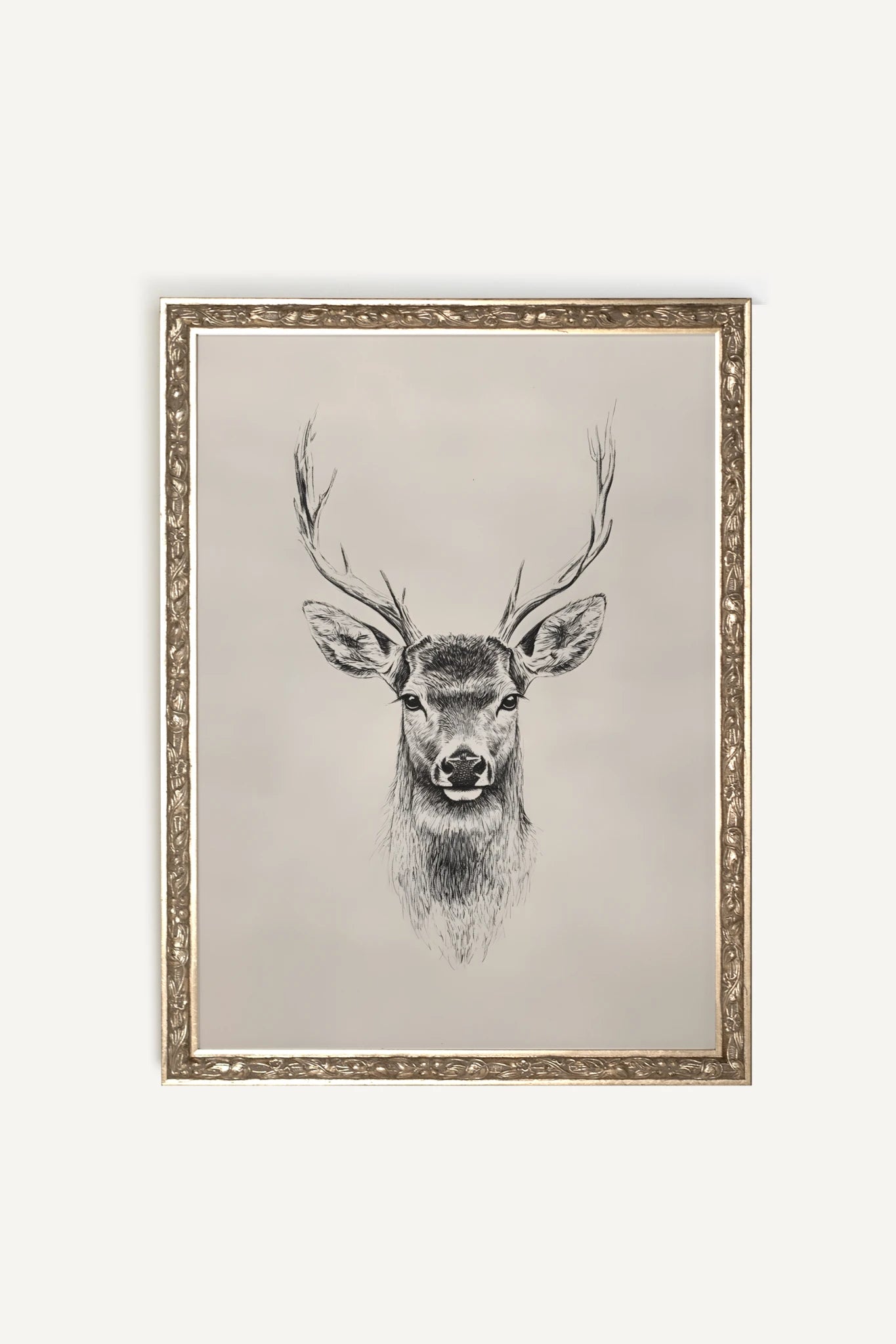 ESQUISSE SAUVAGE, Artwork on rigid canvas, framed Vintage Silver