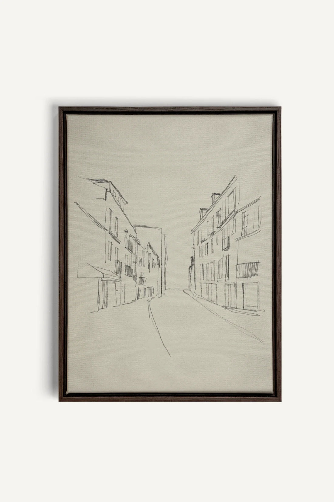 OLEKA CANVAS - ESQUISSE URBAINE, Oeuvre sur toile étirée, encadré Brun Noyer