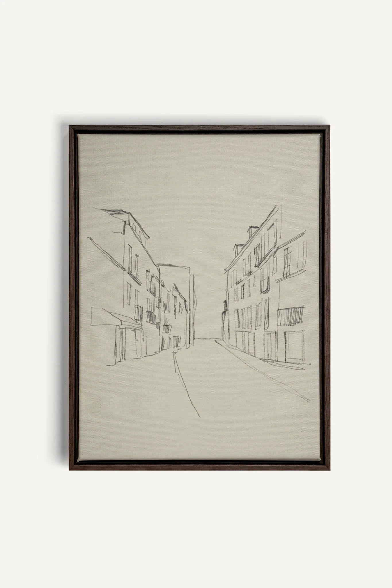 OLEKA CANVAS - ESQUISSE URBAINE, Oeuvre sur toile étirée, encadré Brun Noyer