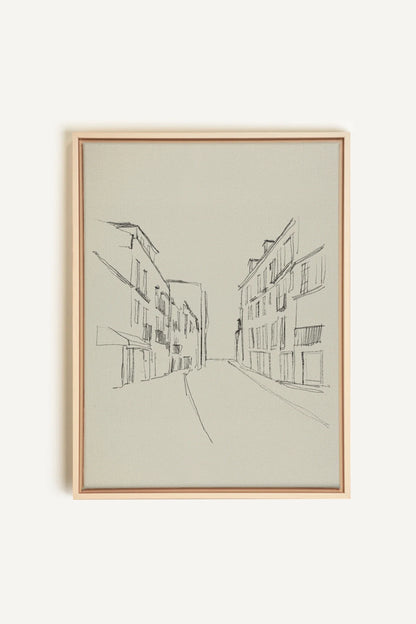 OLEKA CANVAS - ESQUISSE URBAINE, Oeuvre sur toile étirée, encadré Naturel Clair