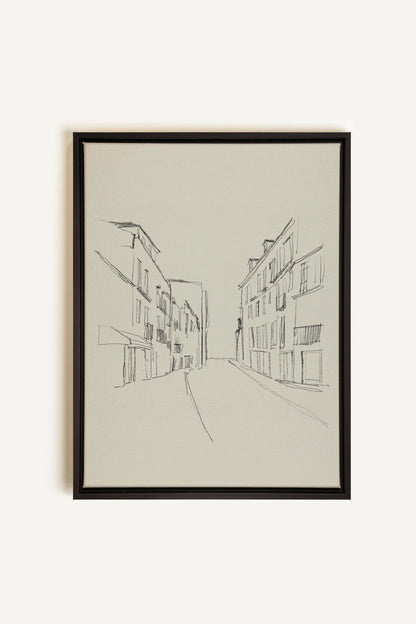 OLEKA CANVAS - ESQUISSE URBAINE, Oeuvre sur toile étirée, encadré Noir