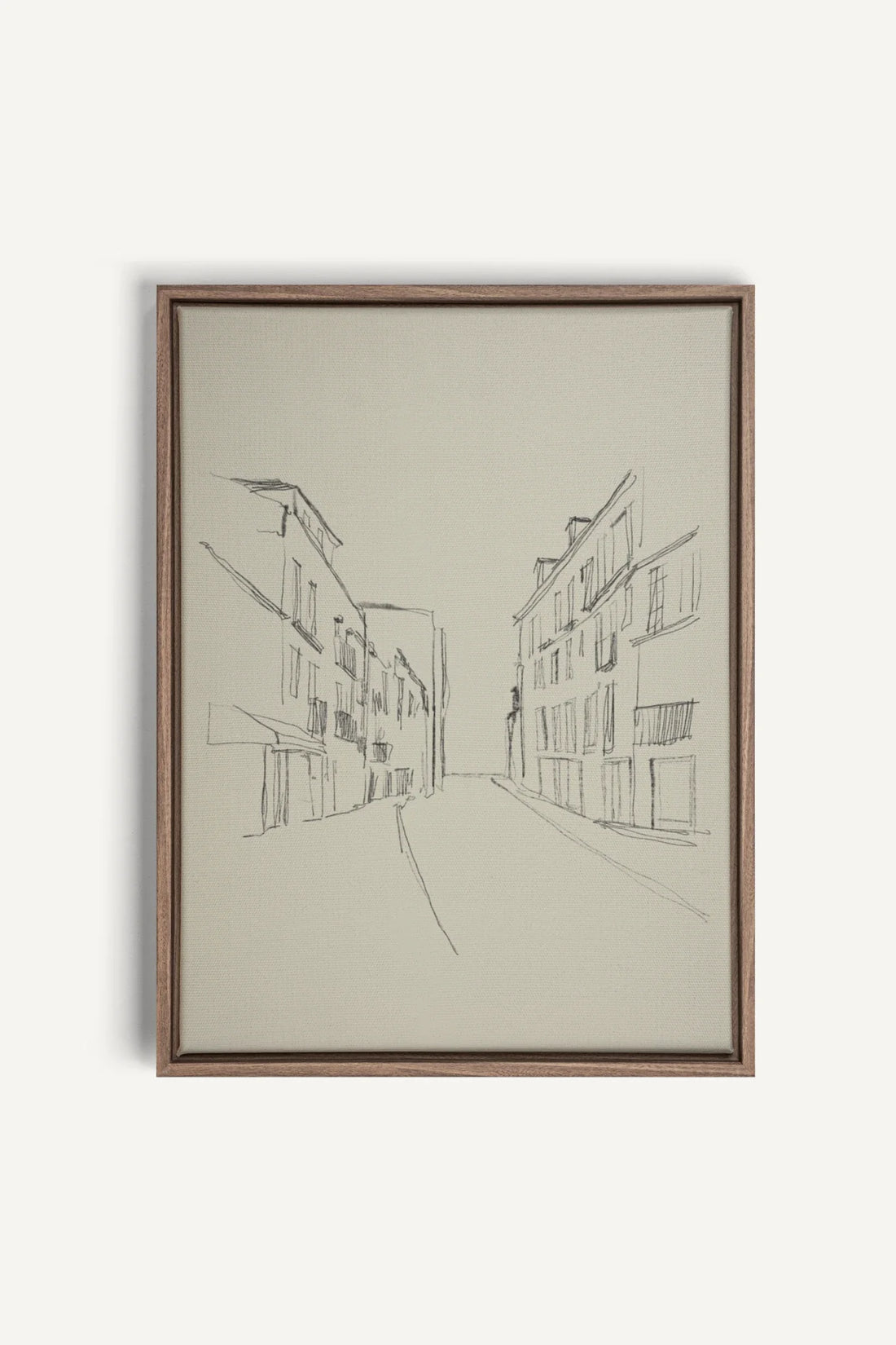 OLEKA CANVAS - ESQUISSE URBAINE, Oeuvre sur toile étirée, encadré Brun Chêne