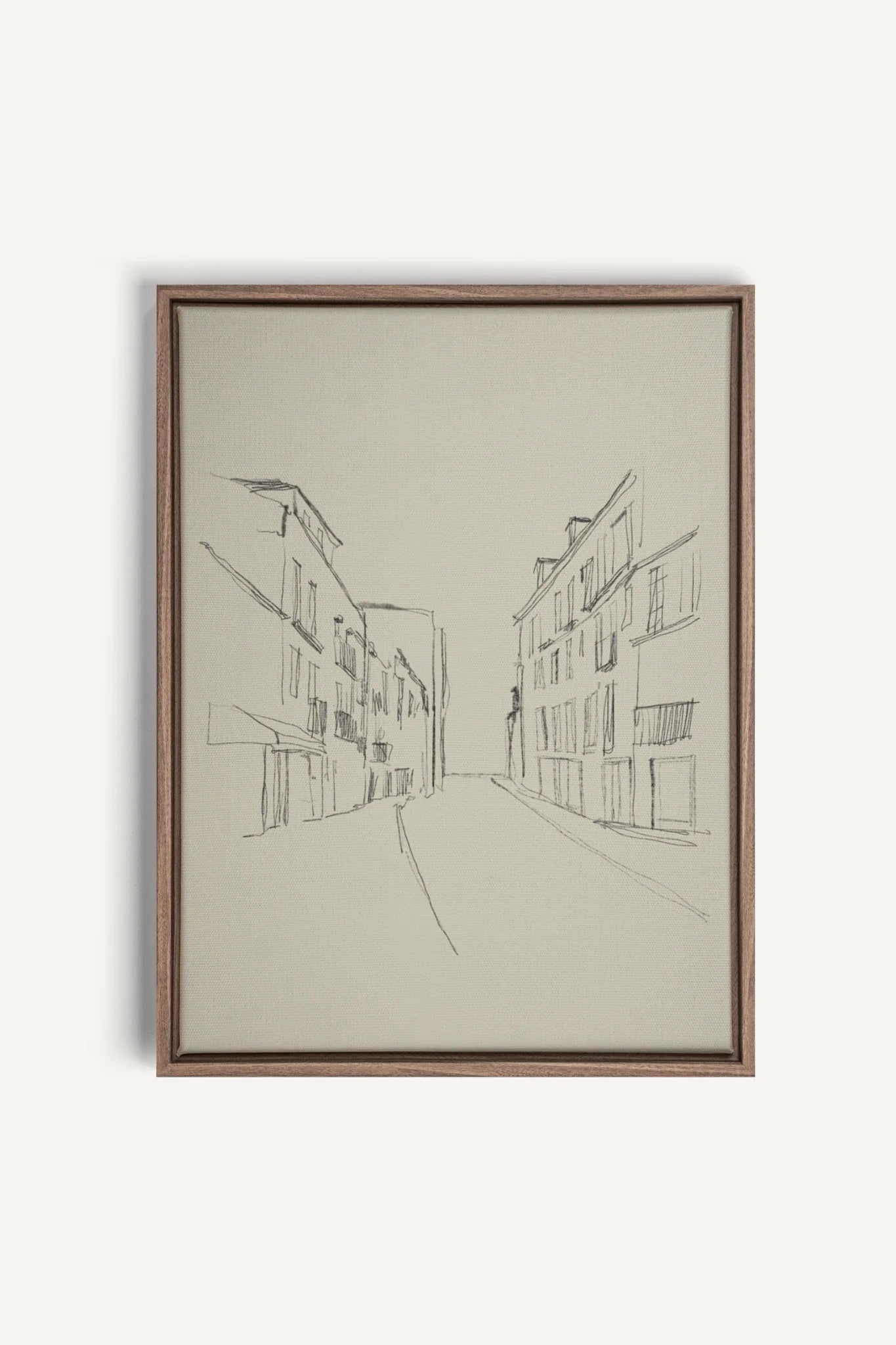 OLEKA CANVAS - ESQUISSE URBAINE, Oeuvre sur toile étirée, encadré Brun Chêne