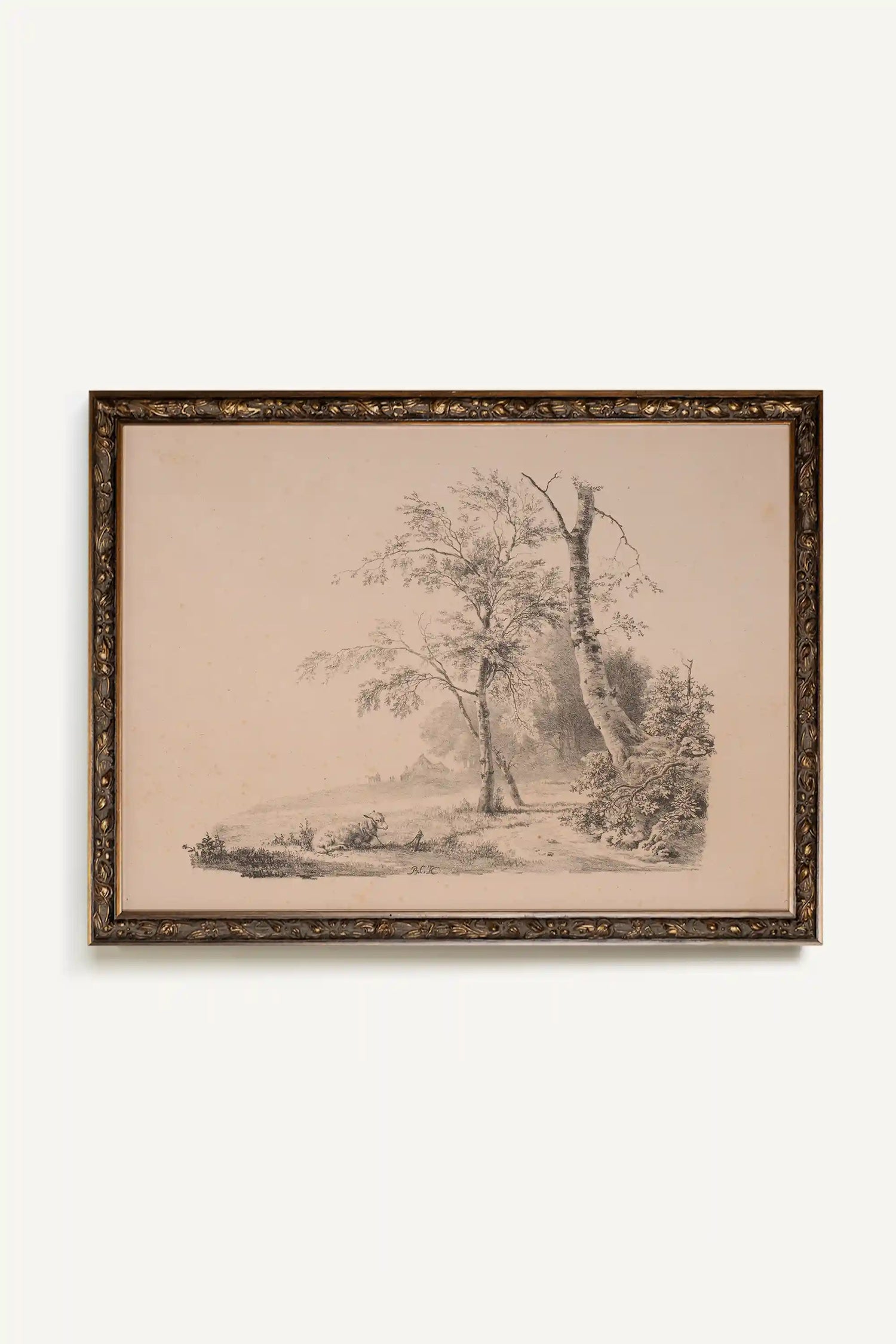 ESQUISSE DU PASSÉ, Artwork on rigid canvas, framed in Vintage Bronze