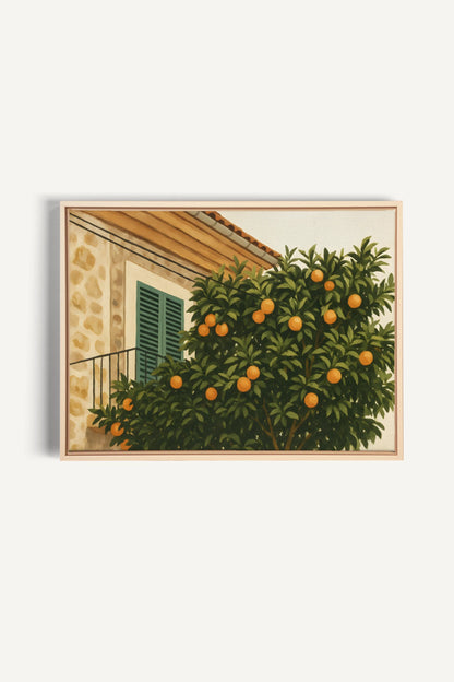 ÉTÉ EN PROVENCE, Oeuvre sur toile étirée, encadré Naturel Clair