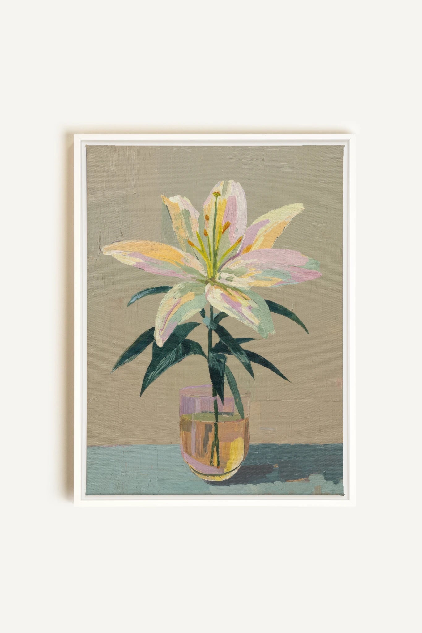 ETERNAL LILY, Artwork on stretched canvas, framed in white