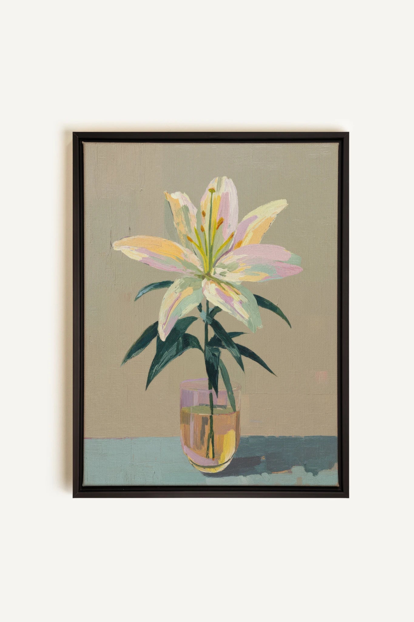 ETERNAL LILY, Artwork on stretched canvas, framed in black