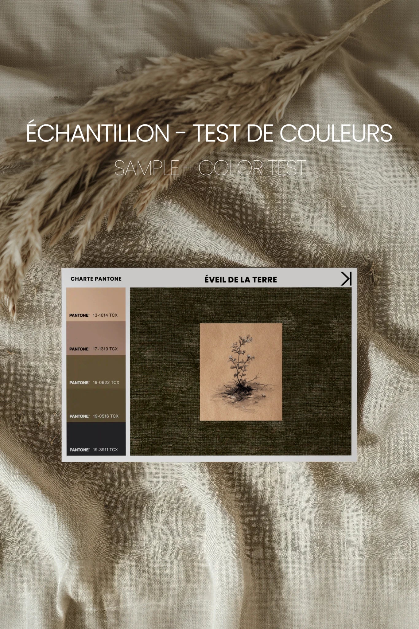 ÉVEIL DE LA TERRE, Oeuvre sur toile rigide, encadré signature Atelier Dansereau