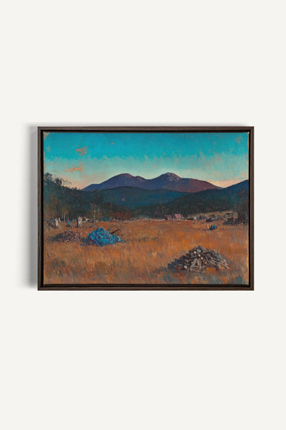 OLEKA CANVAS - EVENING HARVEST, Oeuvre sur toile étirée, encadré Brun Noyer