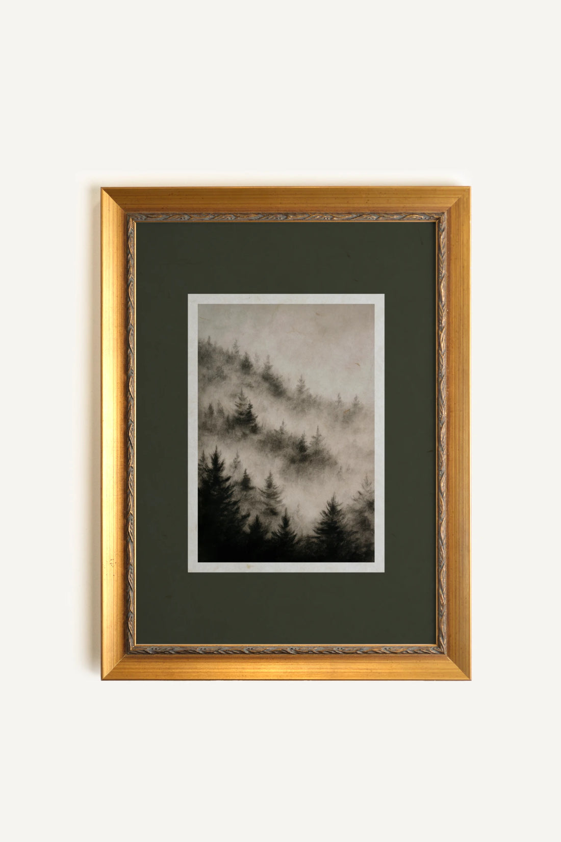 FADING TREES, Oeuvre sur toile rigide, encadré Vintage Or
