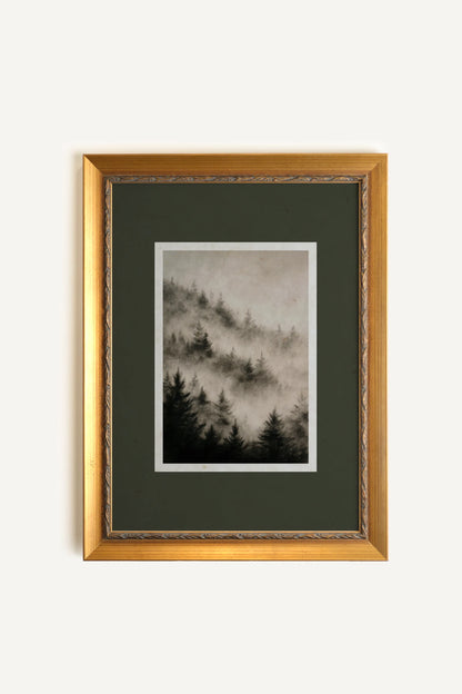 FADING TREES, Oeuvre sur toile rigide, encadré Vintage Or