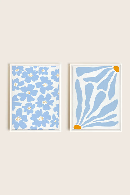 OLEKA CANVAS - FANTAISIE BOTANIQUE, 2 Oeuvres sur toile étirée, encadré Blanc