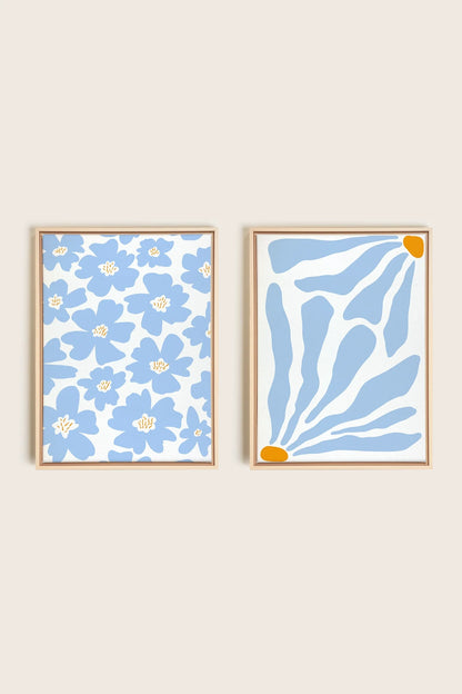 OLEKA CANVAS - FANTAISIE BOTANIQUE, 2 Oeuvres sur toile étirée, encadré Naturel Clair