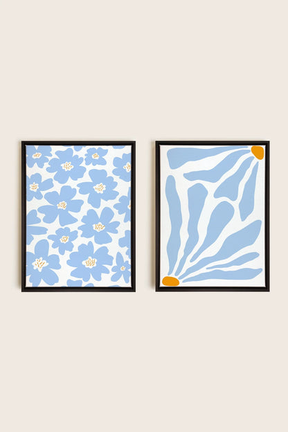 OLEKA CANVAS - FANTAISIE BOTANIQUE, 2 Oeuvres sur toile étirée, encadré Noir