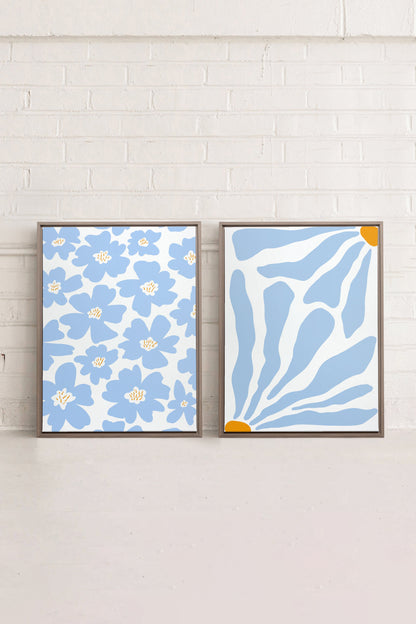 OLEKA CANVAS - FANTAISIE BOTANIQUE, 2 Oeuvres sur toile étirée, encadré Brun Chêne