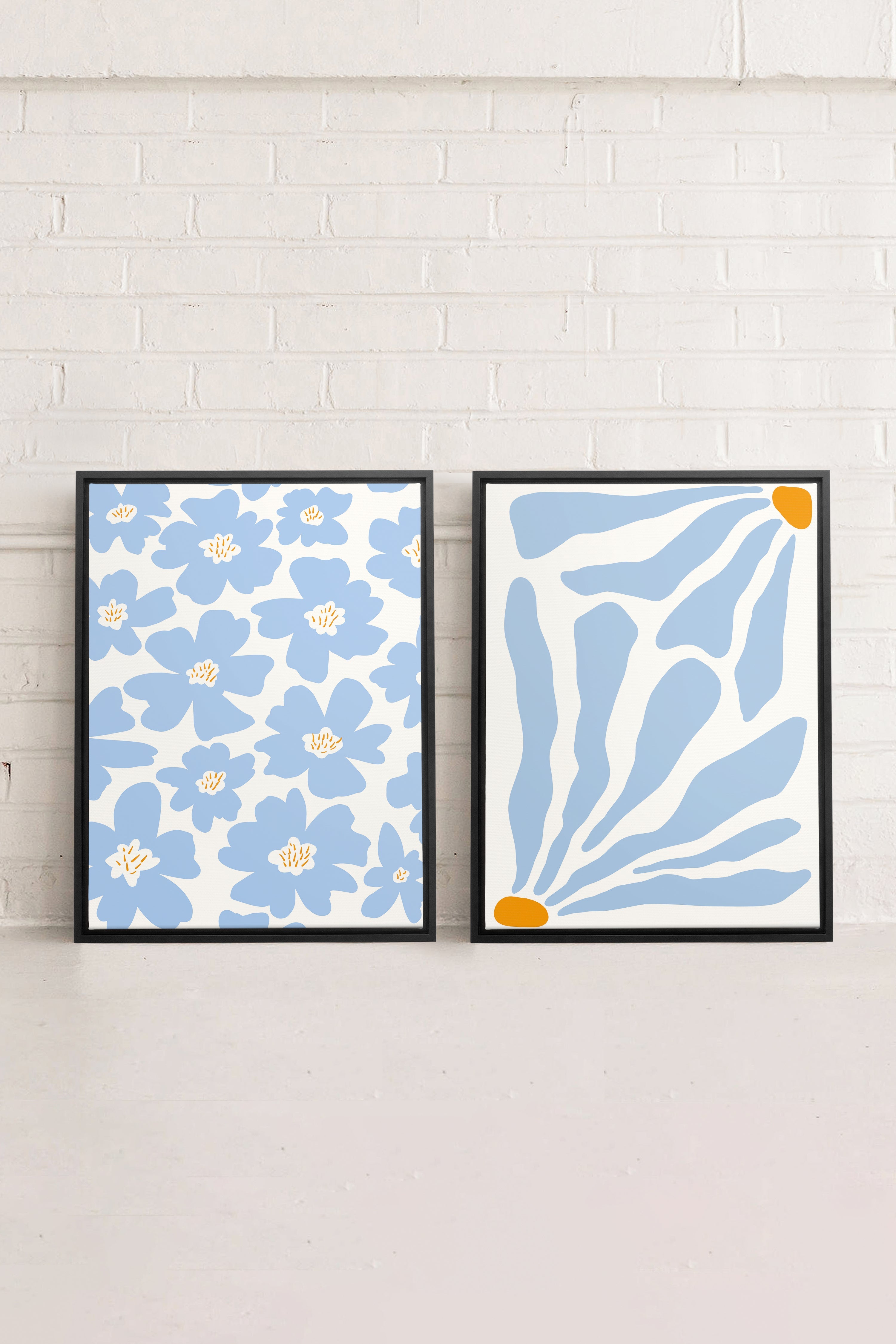 OLEKA CANVAS - FANTAISIE BOTANIQUE, 2 Oeuvres sur toile étirée, encadré Noir