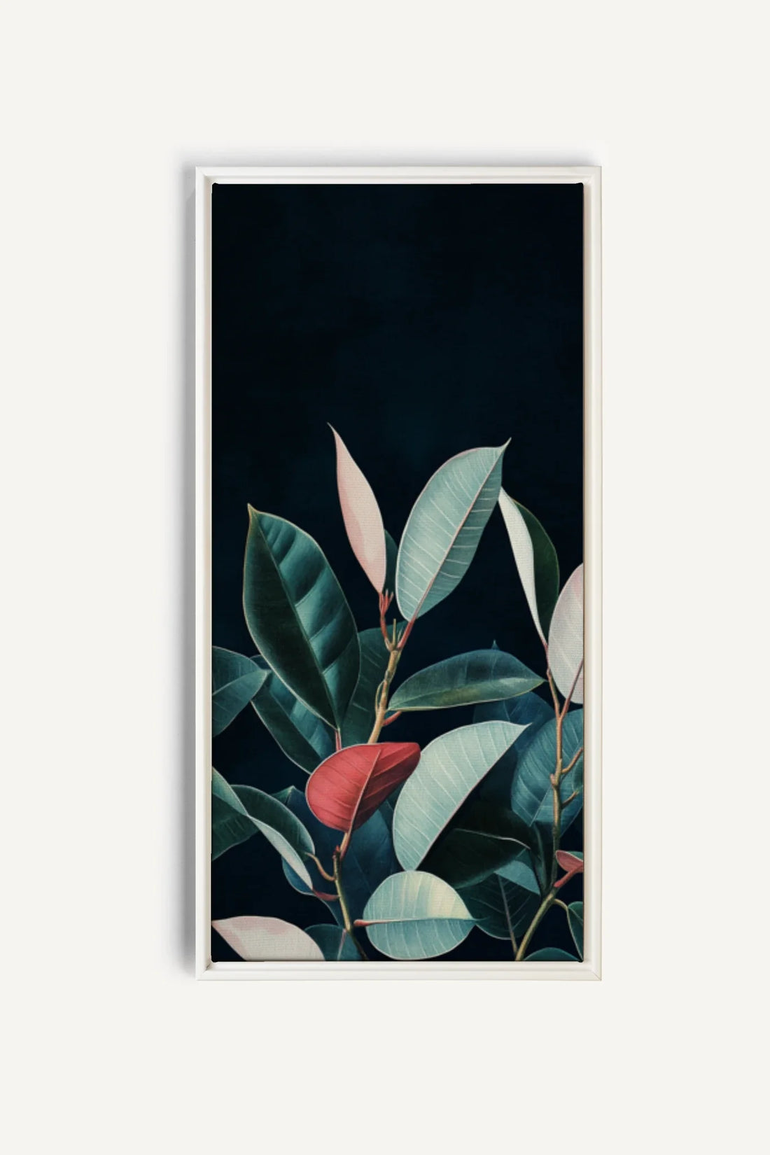 OLEKA CANVAS - FEUILLAGE NOCTURNE, Oeuvre sur toile étirée, encadré Blanc