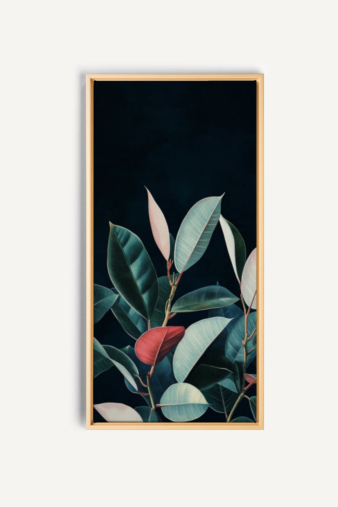 OLEKA CANVAS - FEUILLAGE NOCTURNE, Oeuvre sur toile étirée, encadré Naturel Clair