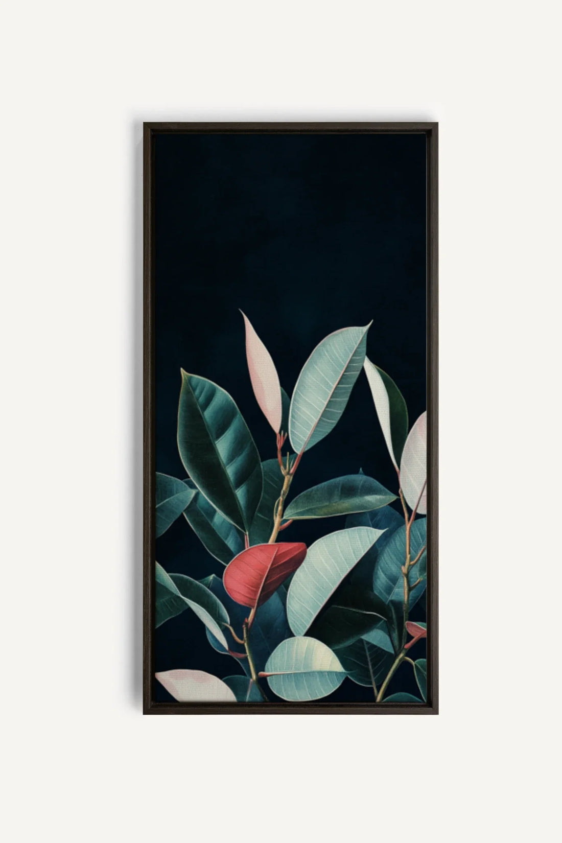 OLEKA CANVAS - FEUILLAGE NOCTURNE, Oeuvre sur toile étirée, encadré Brun Noyer