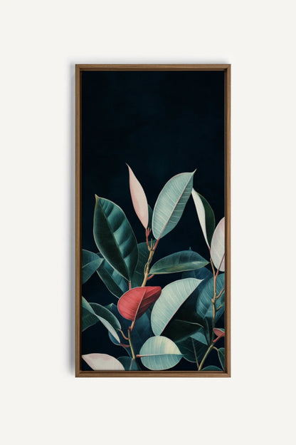 OLEKA CANVAS - FEUILLAGE NOCTURNE, Oeuvre sur toile étirée, encadré Brun Chêne