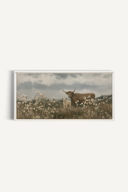 FIRST SPRING, Oeuvre sur toile étirée, encadré Blanc
