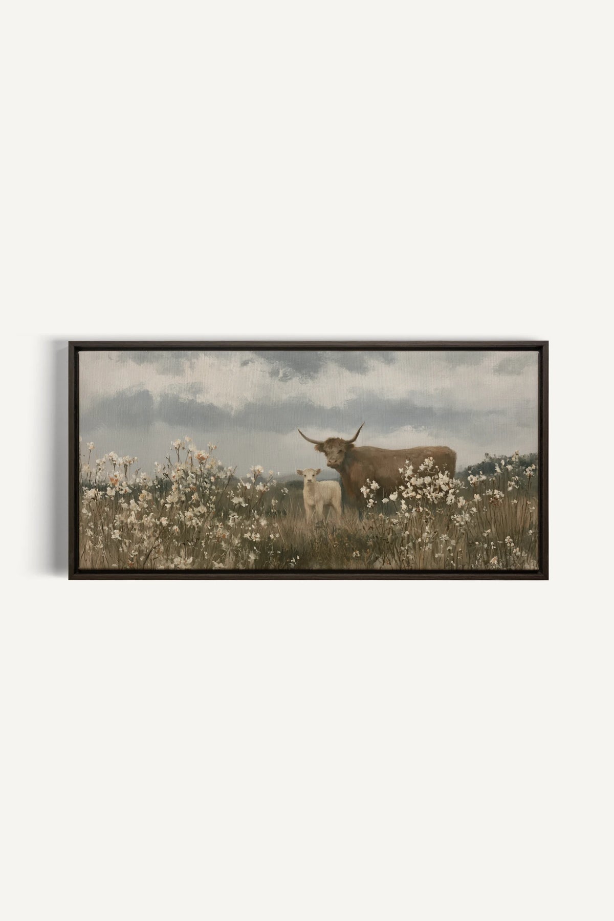 FIRST SPRING, Oeuvre sur toile étirée, encadré Brun Noyer