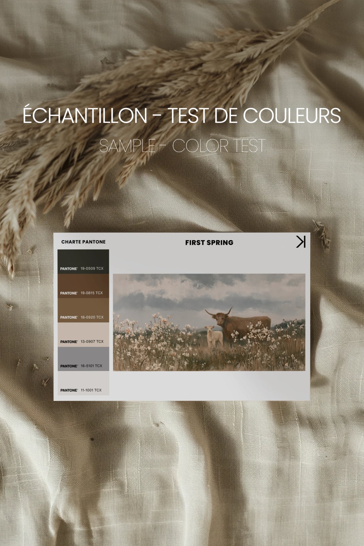 FIRST SPRING, Oeuvre sur toile étirée, encadré Naturel Clair